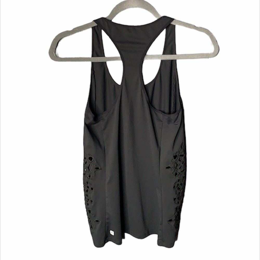 Fabletics Floral Eyelet Workout Tank Black‎